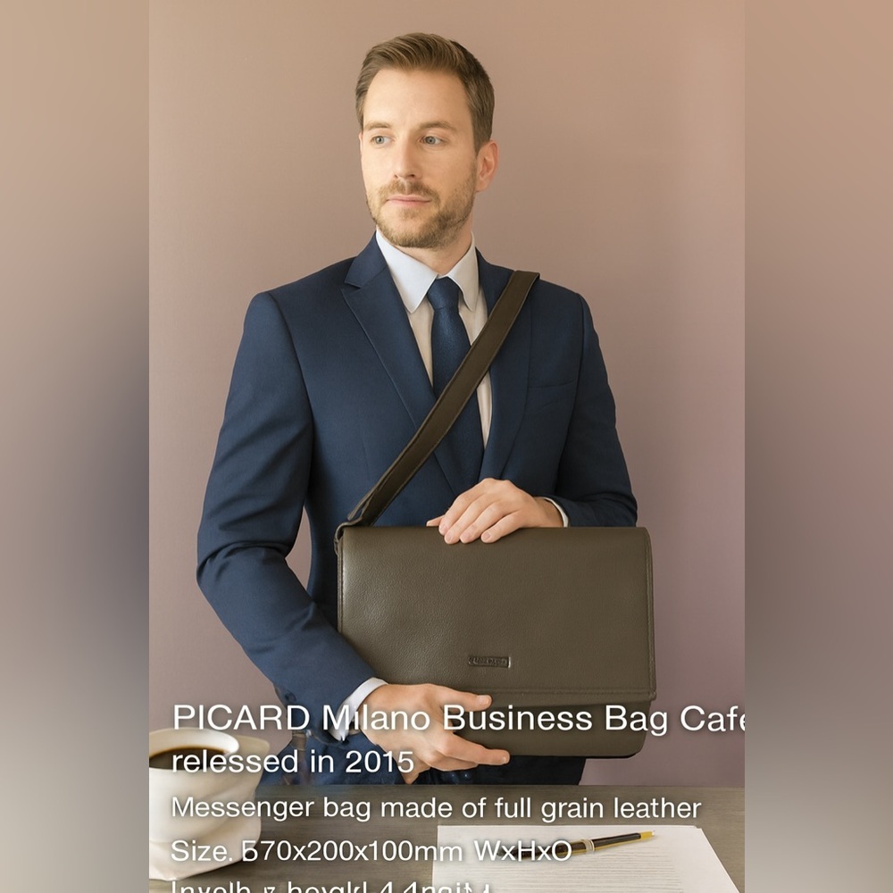 PICARD Men’s Milano Business Bag Café NWOT - Picture 12 of 16